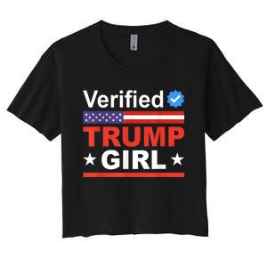 Verified Trump Girl 2024 Patriotic Us Flag Republican Funny Women's Crop Top Tee