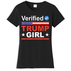 Verified Trump Girl 2024 Patriotic Us Flag Republican Funny Women's T-Shirt