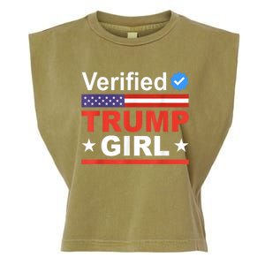 Verified Trump Girl 2024 Patriotic Us Flag Republican Funny Garment-Dyed Women's Muscle Tee