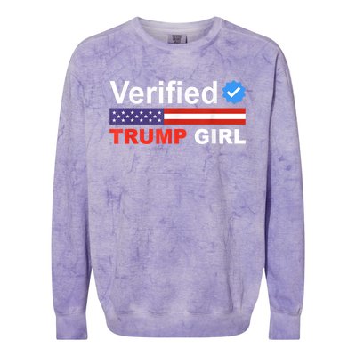 Verified Trump Girl 2024 Patriotic Us Flag Republican Funny Colorblast Crewneck Sweatshirt