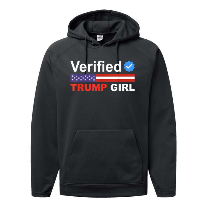 Verified Trump Girl 2024 Patriotic Us Flag Republican Funny Performance Fleece Hoodie