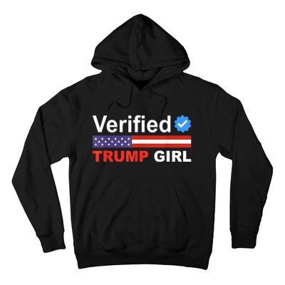 Verified Trump Girl 2024 Patriotic Us Flag Republican Funny Hoodie