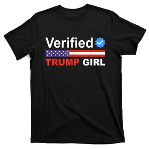 Verified Trump Girl 2024 Patriotic Us Flag Republican Funny T-Shirt