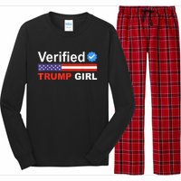 Verified Trump Girl 2024 Patriotic Us Flag Republican Funny Long Sleeve Pajama Set