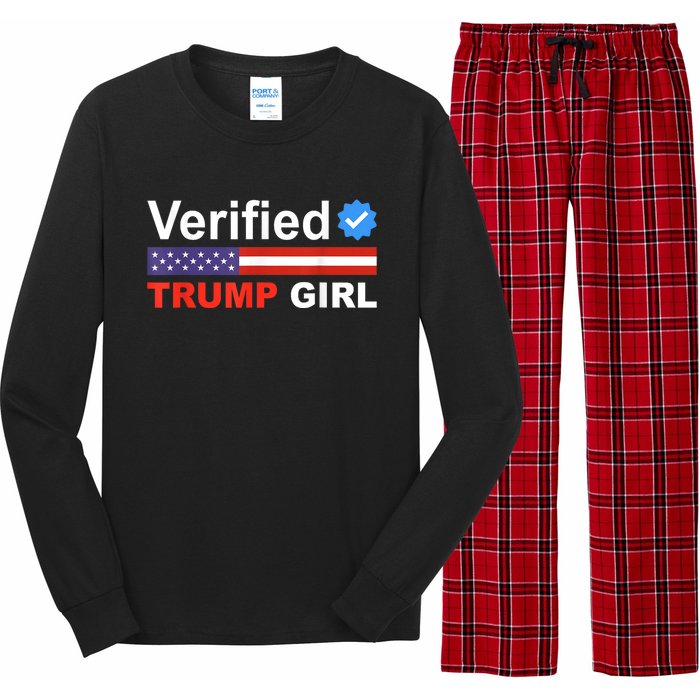 Verified Trump Girl 2024 Patriotic Us Flag Republican Funny Long Sleeve Pajama Set