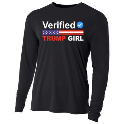 Verified Trump Girl 2024 Patriotic Us Flag Republican Funny Cooling Performance Long Sleeve Crew