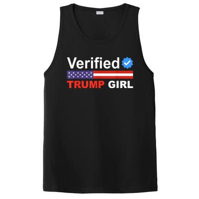 Verified Trump Girl 2024 Patriotic Us Flag Republican Funny PosiCharge Competitor Tank