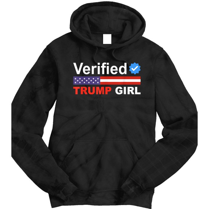 Verified Trump Girl 2024 Patriotic Us Flag Republican Funny Tie Dye Hoodie