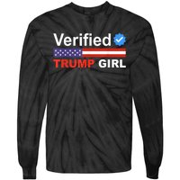 Verified Trump Girl 2024 Patriotic Us Flag Republican Funny Tie-Dye Long Sleeve Shirt