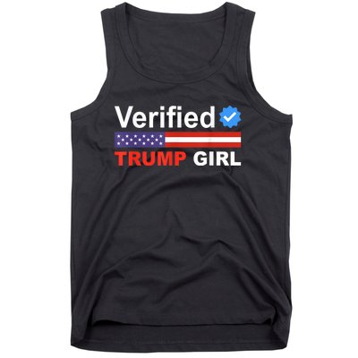 Verified Trump Girl 2024 Patriotic Us Flag Republican Funny Tank Top