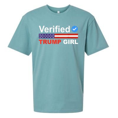 Verified Trump Girl 2024 Patriotic Us Flag Republican Funny Sueded Cloud Jersey T-Shirt