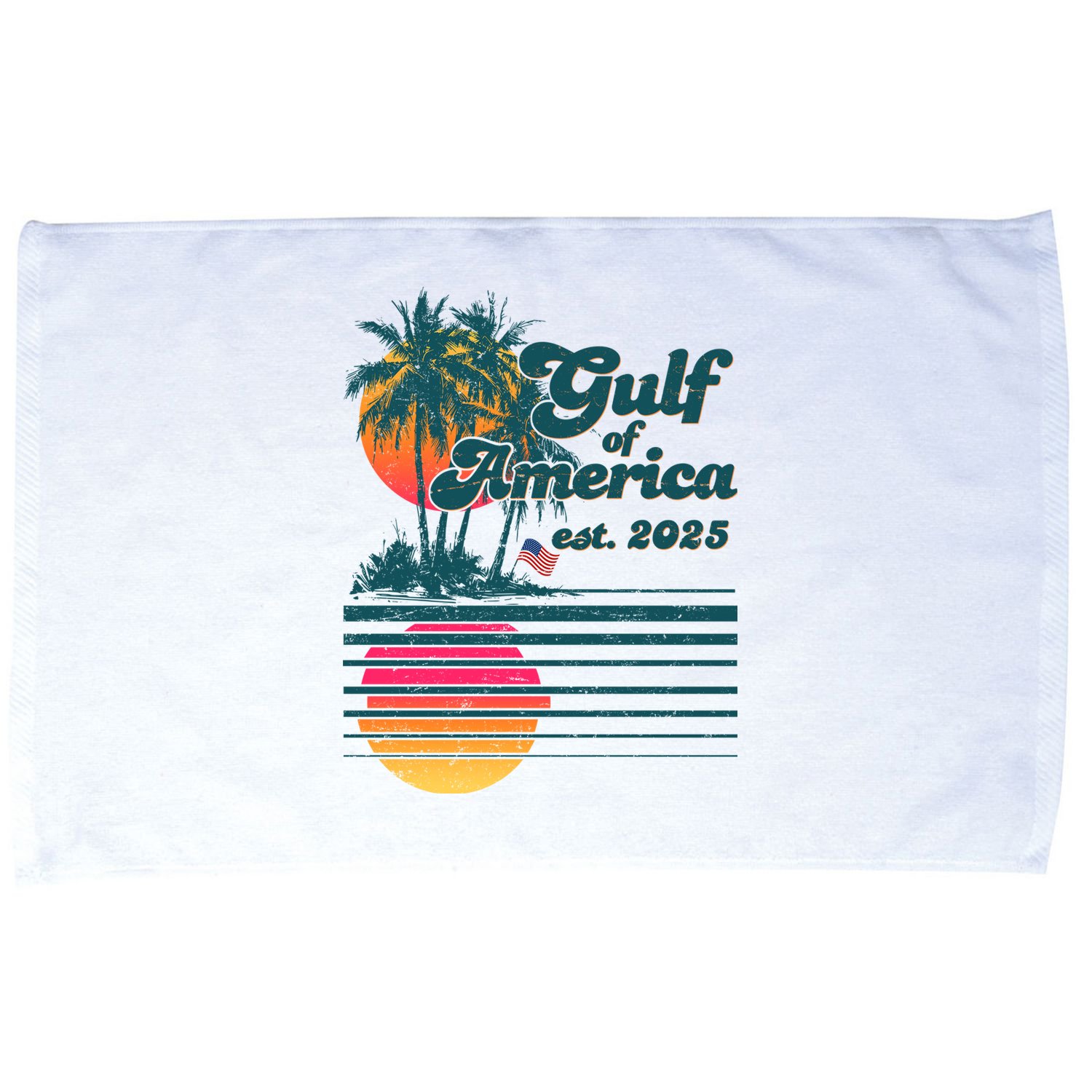 Vintage Tropical Gulf Of America Est 2025 Microfiber Hand Towel