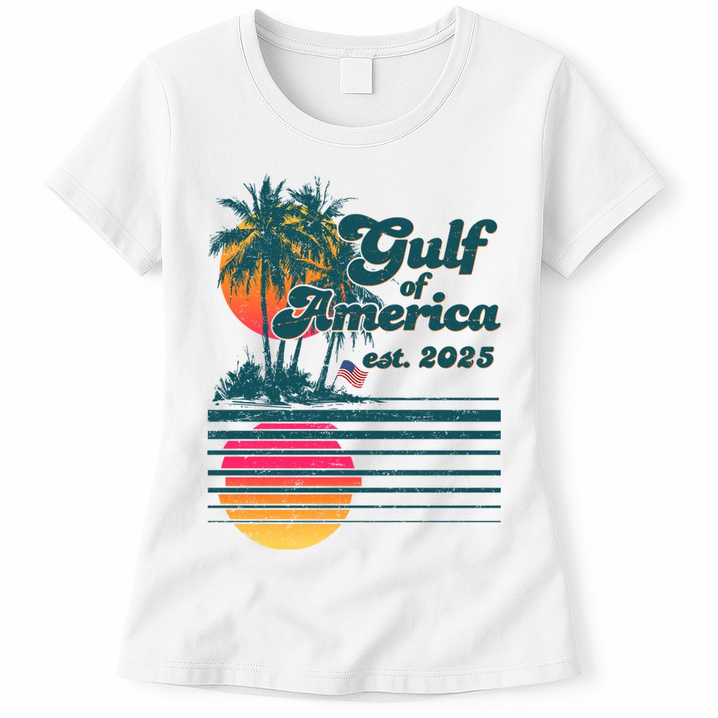 Vintage Tropical Gulf Of America Est 2025 Womens T-Shirt