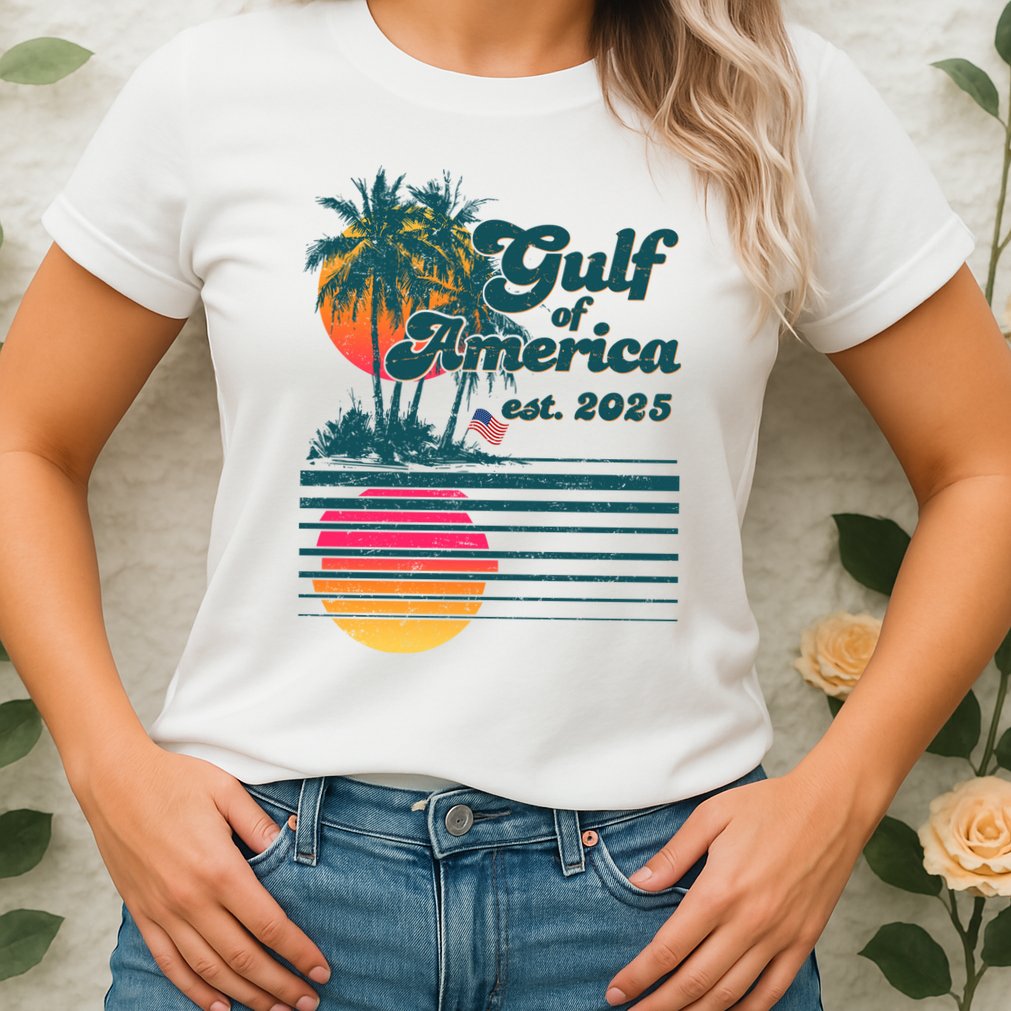 Vintage Tropical Gulf Of America Est 2025 Womens T-Shirt