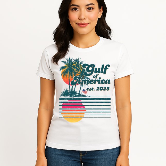 Vintage Tropical Gulf Of America Est 2025 Womens T-Shirt