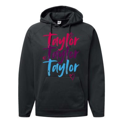 Vintage Taylor Groovy 80S Personalized Design Performance Fleece Hoodie