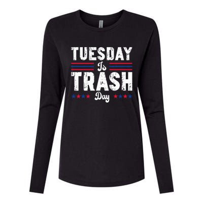 Vintage Trump Garbage Truck Trash Day Is Tuesday Garbage Man Womens Cotton Relaxed Long Sleeve T-Shirt