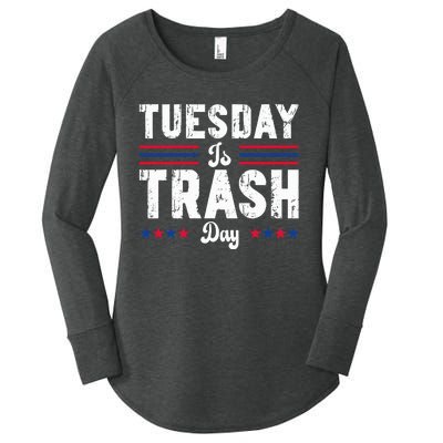 Vintage Trump Garbage Truck Trash Day Is Tuesday Garbage Man Women's Perfect Tri Tunic Long Sleeve Shirt