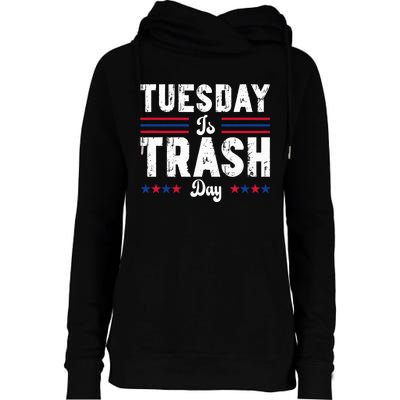 Vintage Trump Garbage Truck Trash Day Is Tuesday Garbage Man Womens Funnel Neck Pullover Hood