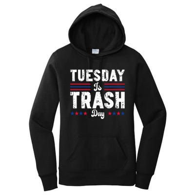 Vintage Trump Garbage Truck Trash Day Is Tuesday Garbage Man Women's Pullover Hoodie