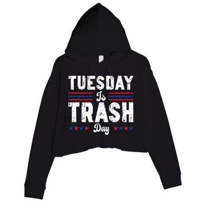 Vintage Trump Garbage Truck Trash Day Is Tuesday Garbage Man Crop Fleece Hoodie