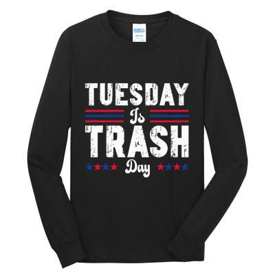 Vintage Trump Garbage Truck Trash Day Is Tuesday Garbage Man Tall Long Sleeve T-Shirt