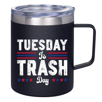 Vintage Trump Garbage Truck Trash Day Is Tuesday Garbage Man 12oz Stainless Steel Coffee Mug