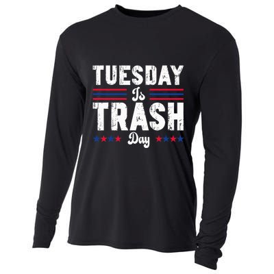 Vintage Trump Garbage Truck Trash Day Is Tuesday Garbage Man Cooling Performance Long Sleeve Crew