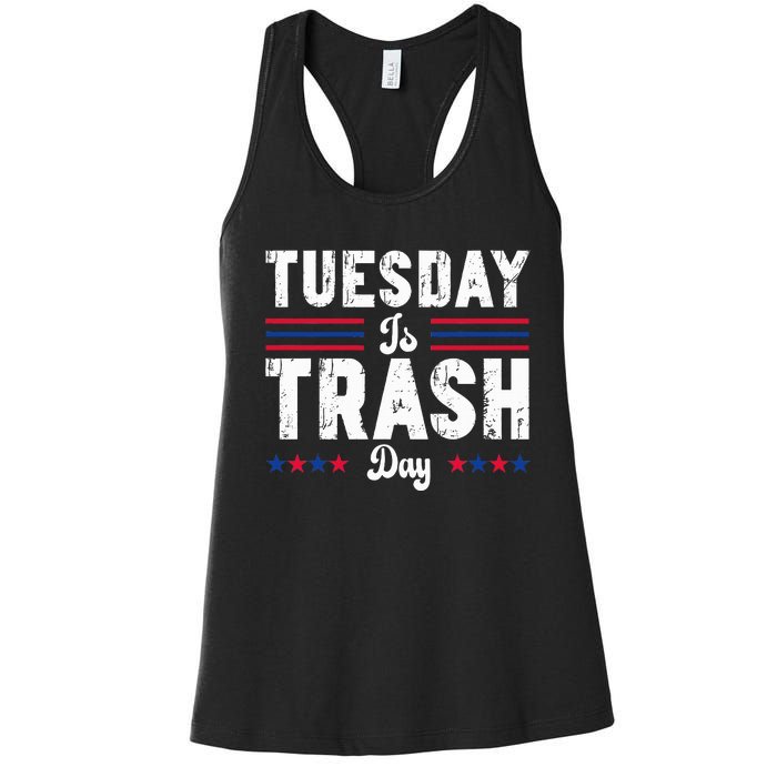 Vintage Trump Garbage Truck Trash Day Is Tuesday Garbage Man Women's Racerback Tank