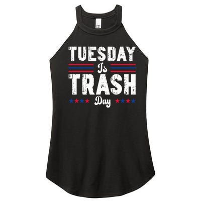 Vintage Trump Garbage Truck Trash Day Is Tuesday Garbage Man Women's Perfect Tri Rocker Tank