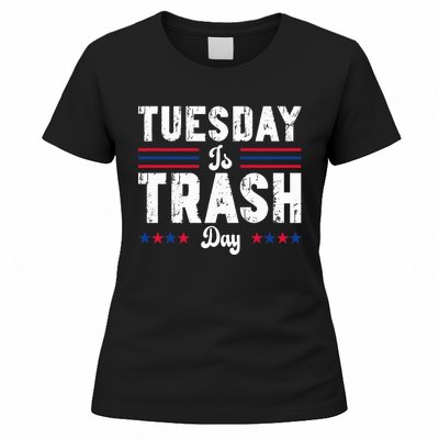 Vintage Trump Garbage Truck Trash Day Is Tuesday Garbage Man Women's T-Shirt