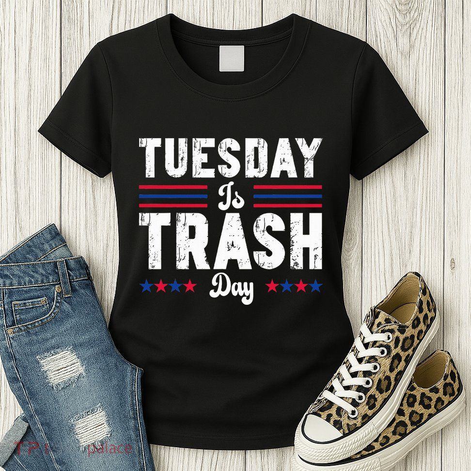 Vintage Trump Garbage Truck Trash Day Is Tuesday Garbage Man Womens T-Shirt