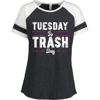 Vintage Trump Garbage Truck Trash Day Is Tuesday Garbage Man Enza Ladies Jersey Colorblock Tee