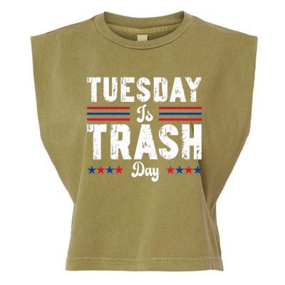 Vintage Trump Garbage Truck Trash Day Is Tuesday Garbage Man Garment-Dyed Women's Muscle Tee