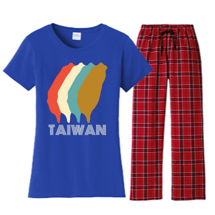 Vintage Taiwan Gift I Love Taiwan Map Gift Women's Flannel Pajama Set