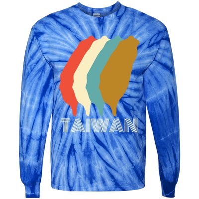 Vintage Taiwan Gift I Love Taiwan Map Gift Tie-Dye Long Sleeve Shirt