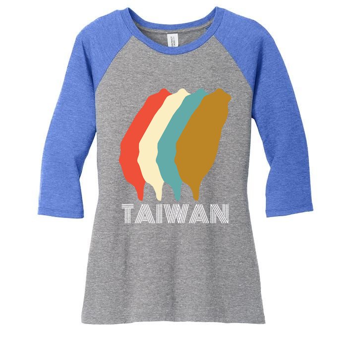 Vintage Taiwan Gift I Love Taiwan Map Gift Women's Tri-Blend 3/4-Sleeve Raglan Shirt