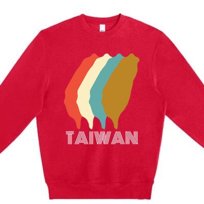 Vintage Taiwan Gift I Love Taiwan Map Gift Premium Crewneck Sweatshirt