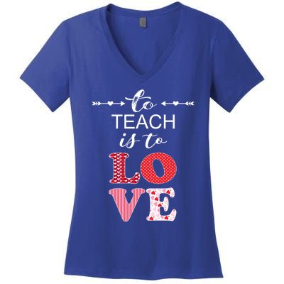 Valentine Teacher Gift Pretty Inspiring To Teach Is To Love Gift Women's V-Neck T-Shirt