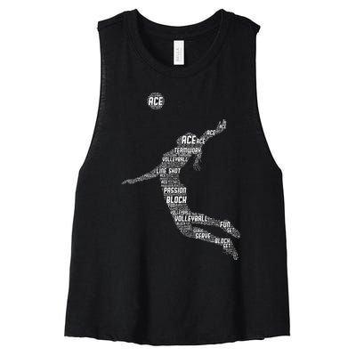 Volleyball Teen Girl Women Player Women's Racerback Cropped Tank