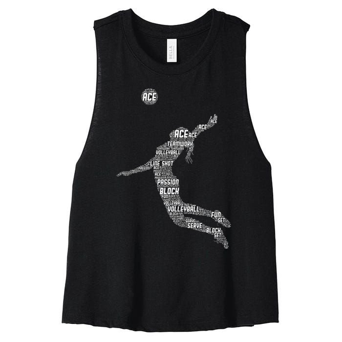 Volleyball Teen Girl Women Player Women's Racerback Cropped Tank