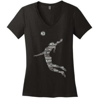 Volleyball Teen Girl Women Player Women's V-Neck T-Shirt