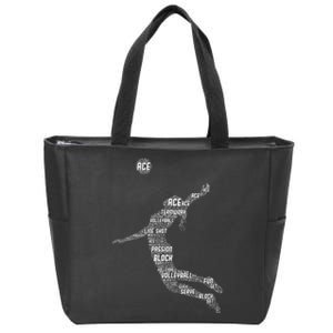 Volleyball Teen Girl Women Player Zip Tote Bag