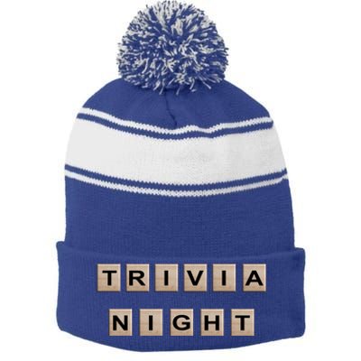 Vintage Trivia Game Night Quiz Games Trivia Lover Gift Stripe Pom Pom Beanie