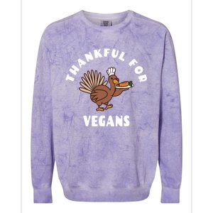 Vegan Thanksgiving Great Gift Turkey Chef Thankful For Vegans Gift Colorblast Crewneck Sweatshirt