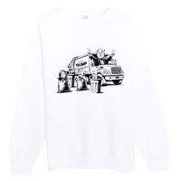 Vintage Trump Garbage Truck Waste Management 47th President Premium Crewneck Sweatshirt