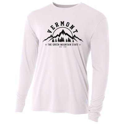 Vermont The Green Mountain State Est. 1791 Vintage Gift Cooling Performance Long Sleeve Crew