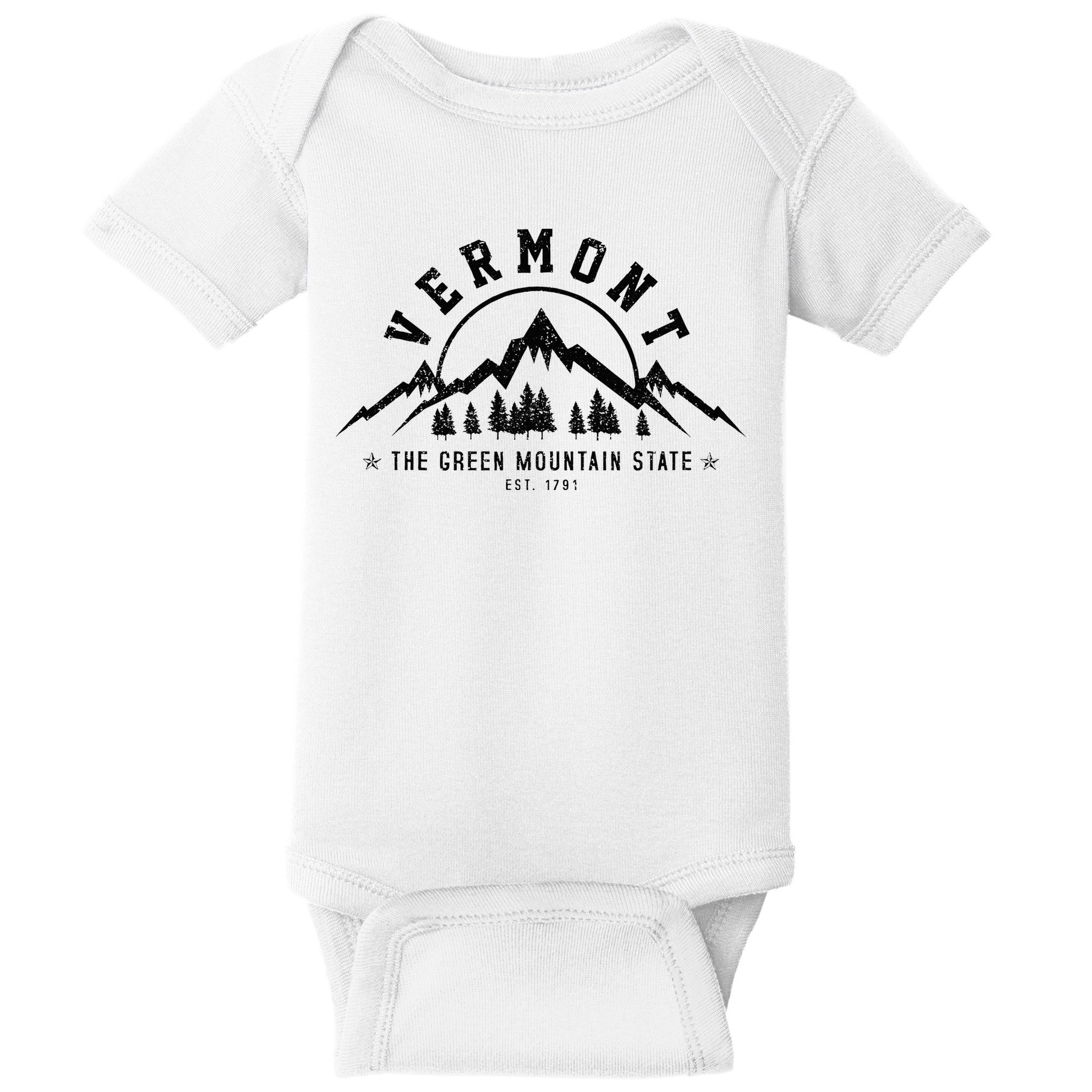 Vermont The Green Mountain State Est. 1791 Vintage Gift Baby Bodysuit