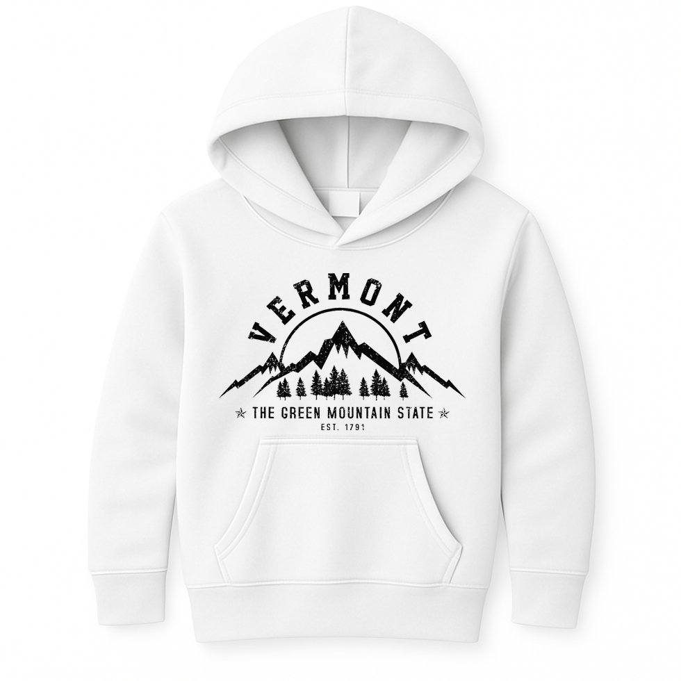 Vermont The Green Mountain State Est. 1791 Vintage Gift Kids Hoodie