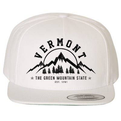 Vermont The Green Mountain State Est. 1791 Vintage Gift Wool Snapback Cap